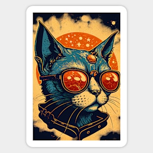 Psychedelic Cat Wearing Sunglasses Sticker